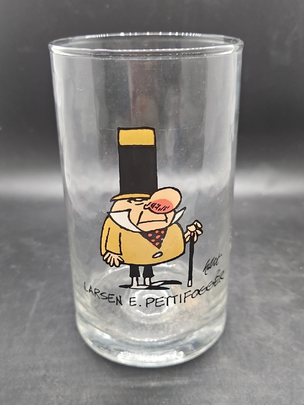 Larsen E. Pettifogger Illustrated Clear Glass Tumbler - Yellow Accent